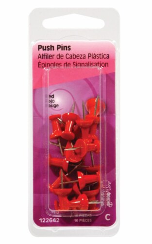 Hillman Red Push Pins 16 pk Hillman Red Push Pins 16 pk