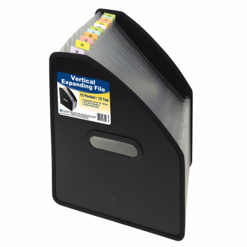 Vertical file, 13-pocket, letter size, black, 1/EA, 12EA/DS Perspective: front