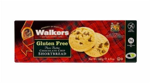 Walkers Gluten-Free Pure Butter Chocolate Chip Shortbread Cookies Perspective: front