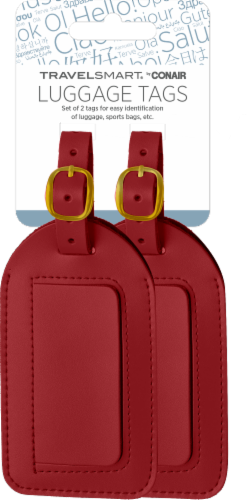 Red leather luggage tag shop