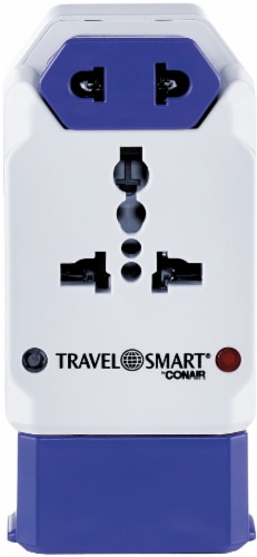 Conair Travel Smart® All-In-One Adapter with USB - Blue/White Perspective: front