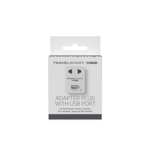 Travel Smart Type A For Worldwide Adapter Plug w/USB Port - Total Qty: 1; Each Pack Qty: 1 Perspective: front