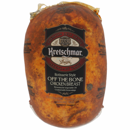 Kretschmar Rotisserie Style Off The Bone Chicken Breast Fresh Sliced Deli Meat Perspective: front
