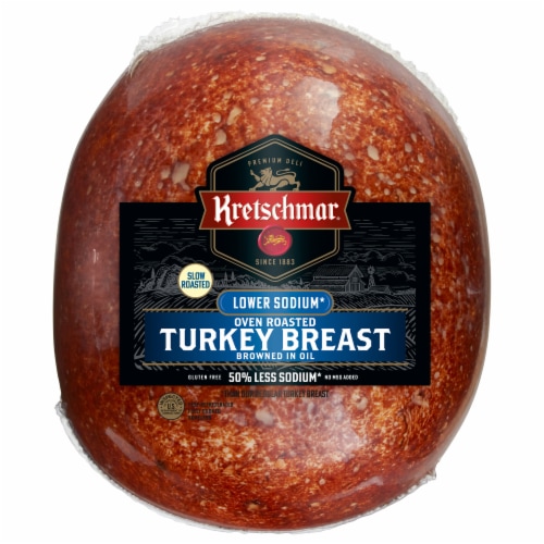 Kretschmar Classics Reduced Sodium Oven Roasted Turkey Breast Fresh Sliced Deli Meat Perspective: front