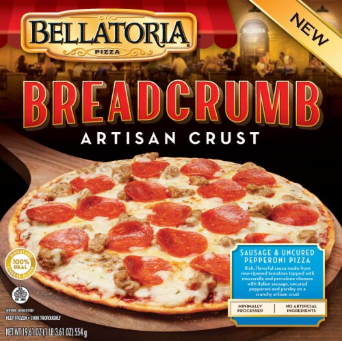 Bellatoria Bread Crumb Artisan Crust Sausage & Uncured Pepperoni Frozen Pizza Perspective: front