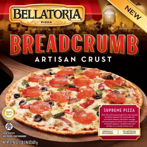 Bellatoria Bread Crumb Artisan Crust Supreme Frozen Pizza Perspective: front