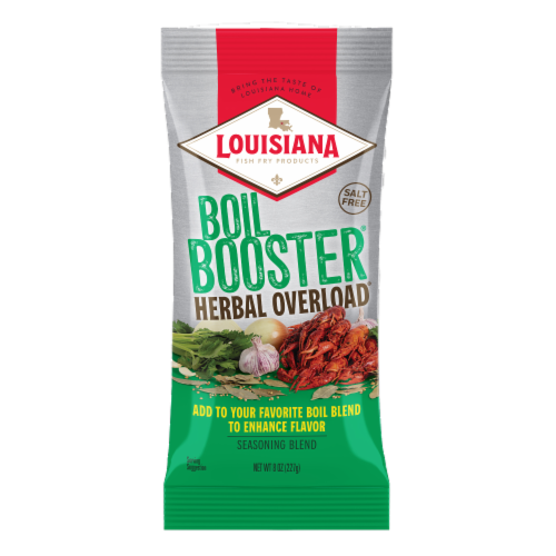 Louisiana Fish Fry Boil Booster® Herbal Overload® Salt-Free Seasoning Blend Perspective: front