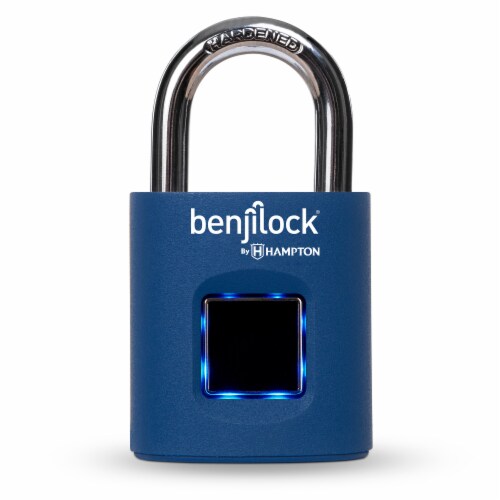 BenjiLock® By Hampton Fingerprint Padlock - Dark Navy Perspective: front