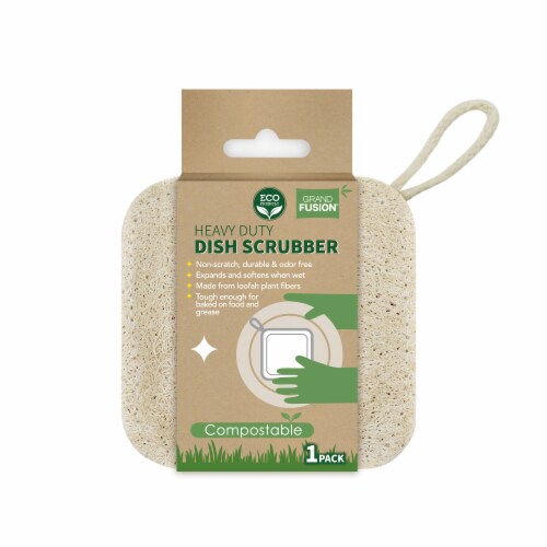 Grand Fusion Biodegradable Heavy Duty Non Scratch Dish Scrubber Pads - 3 Pack Perspective: front