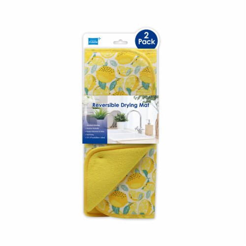 Grand Fusion Reversible Dish Drying Mats 2 Pack - Lemon, One Size