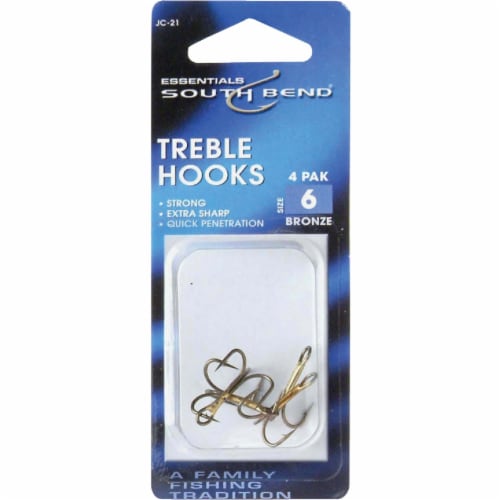 South Bend® Size 6 Bronze Treble Fishing Hooks Perspective: front