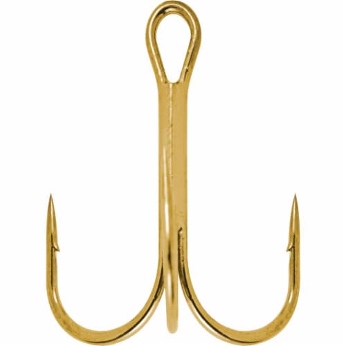 South Bend® Size 14 Gold Treble Fishing Hooks Perspective: front