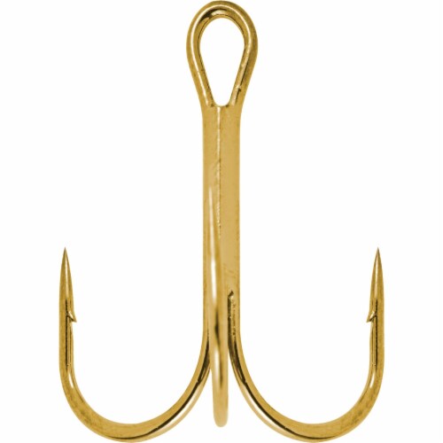 South Bend® Size 14 Gold Treble Fishing Hooks Perspective: front