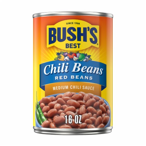 Bush's Best Medium Chili Sauce Red Beans Perspective: front