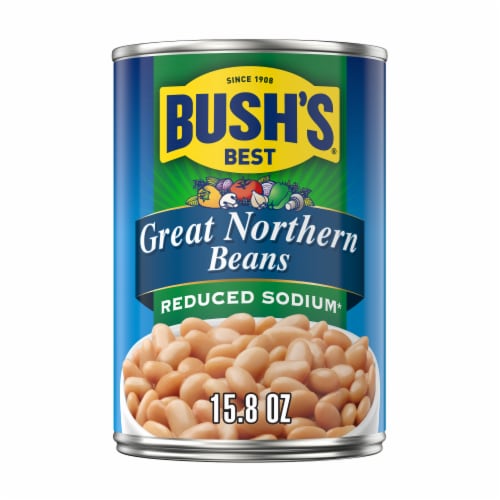 Bush's Best Reduced Sodium Great Northern Beans Perspective: front