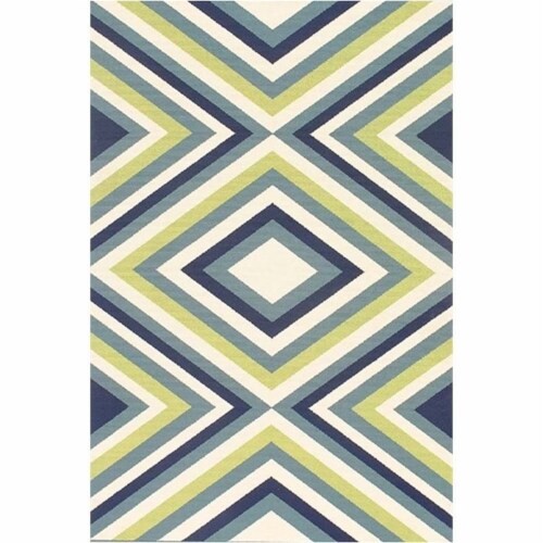 Momeni Baja Zig-Zag Area Rug - Cream/Green/Blue Perspective: front