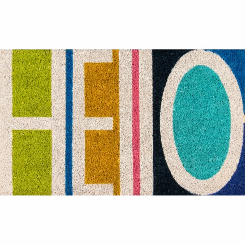Novogratz Aloha Multi Hello Doormat Perspective: front