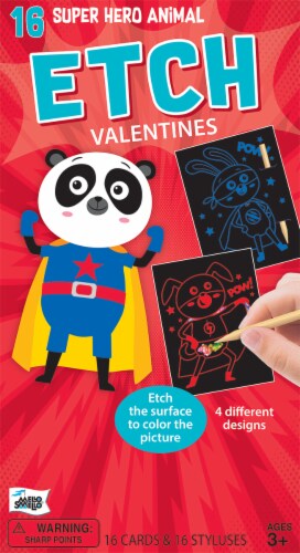 Mello Smello Super Hero Animal Etch Valentine Kit Perspective: front