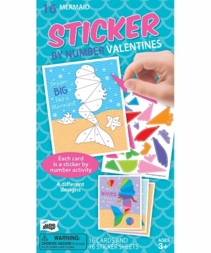 Mello Smello Mermaid Sticker by Number Valentines, 16 pc - Kroger