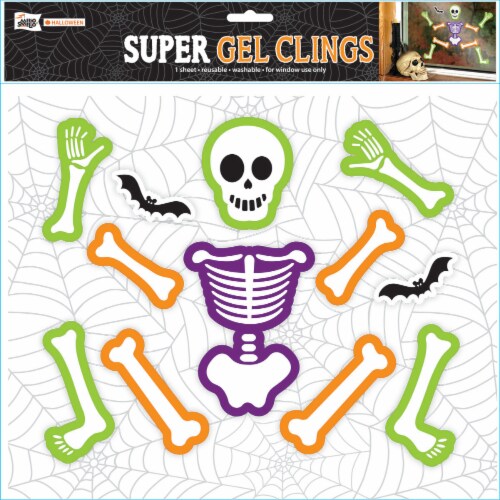 Mello Smello Halloween Skeleton Super Gel Clings Perspective: front