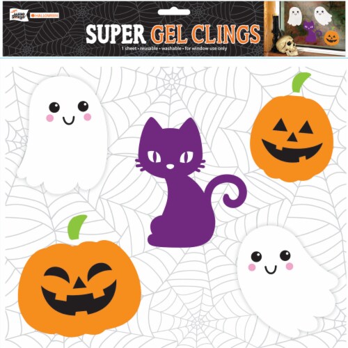 Mello Smello Halloween Ghosts Pumpkin & Cat Super Gel Clings Perspective: front