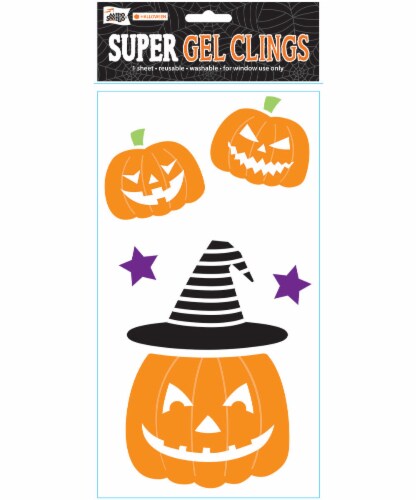 Mello Smello Halloween Pumpkins Super Gel Clings Perspective: front