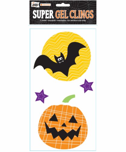 Mello Smello Halloween Bat & Pumkin Super Gel Clings Perspective: front
