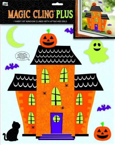 Mello Smello Window Peakers Magic Cling Plus Haunted House Window Clings Perspective: front