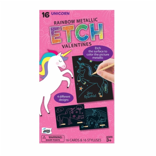 Mello Smello Unicorn Etch Rainbow Metallic Valentine Card Kit Perspective: front