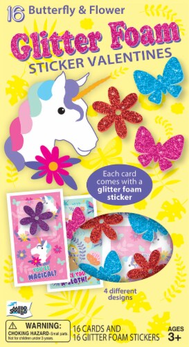 Mello Smello Butterfly & Flower Glitter Foam Sticker Valentine's Kit Perspective: front