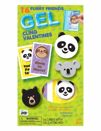 Mello Smello Gel Furry Friends Cling Valentines Perspective: front