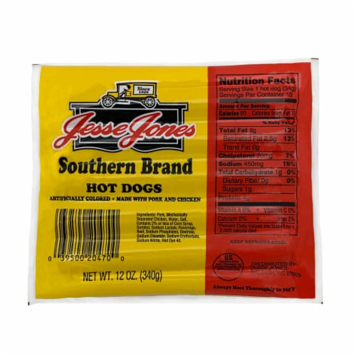 Jesse Jones Southern Brand Hot Dogs Perspective: front