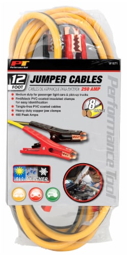 Performance Tool Battery Jumper Cables Perspective: front