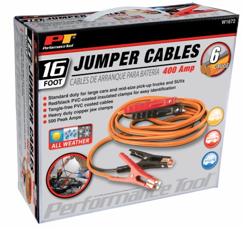 Performance Tool Battery Jumper Cables Perspective: front