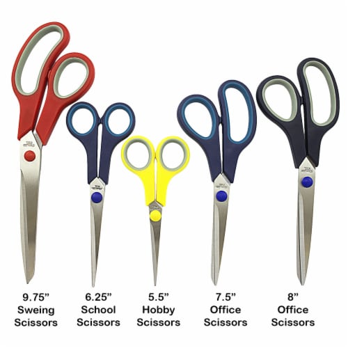 PYOF Scissors, 8 Scissors All Purpose Stainless Steel Craft Scissors Sharp Fabric Scissors Comfort Grip Scissors for Office School Home Right/Left