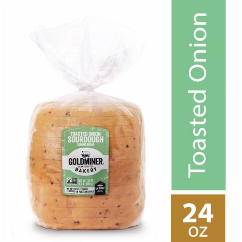 California Goldminer Toasted Onion Sourdough Square Bread Perspective: front