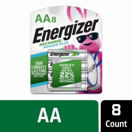 Energizer Rechargeable AA Batteries 8 Pack, Double A Batteries Perspective: front