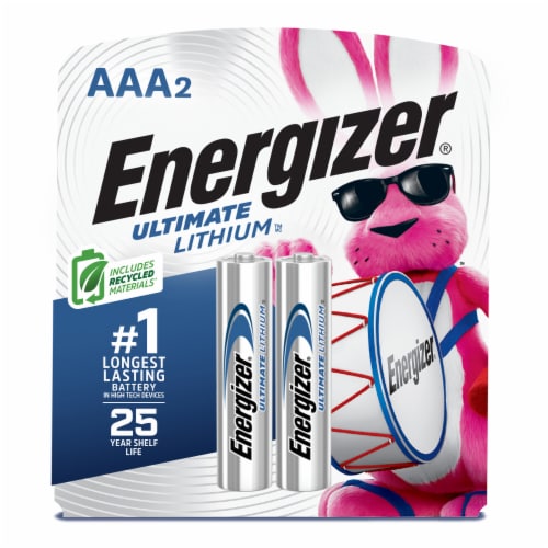 Energizer Ultimate Lithium AAA Batteries - 2 Pack Perspective: front