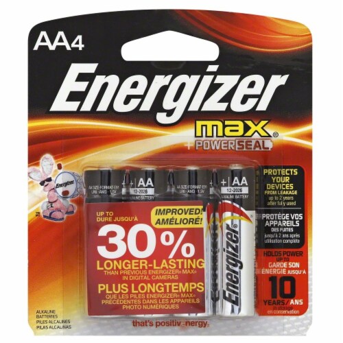 Energizer® Max® AA Alkaline Batteries Perspective: front