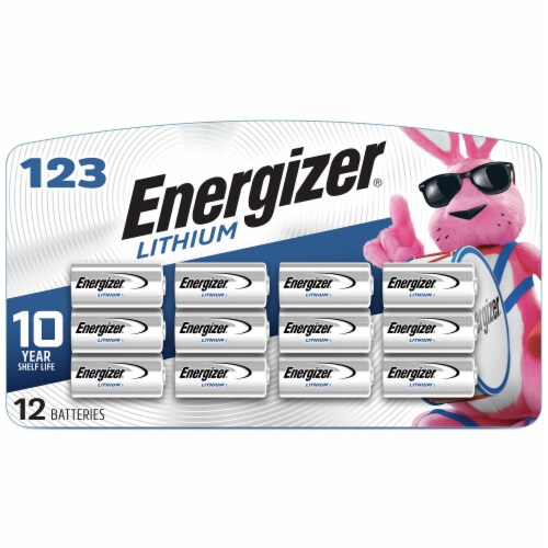 Energizer 123 Lithium Batteries (12 Pack) 3V Photo Batteries Perspective: front