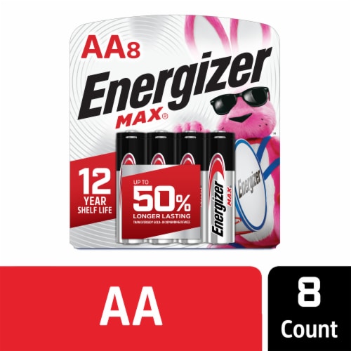 Energizer MAX AA Batteries 8 Pack, Double A Alkaline Batteries Perspective: front