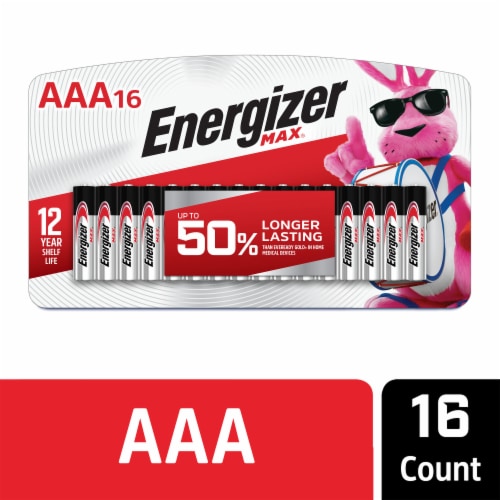 Energizer MAX AAA Batteries 16 Pack, Triple A Alkaline Batteries Perspective: front