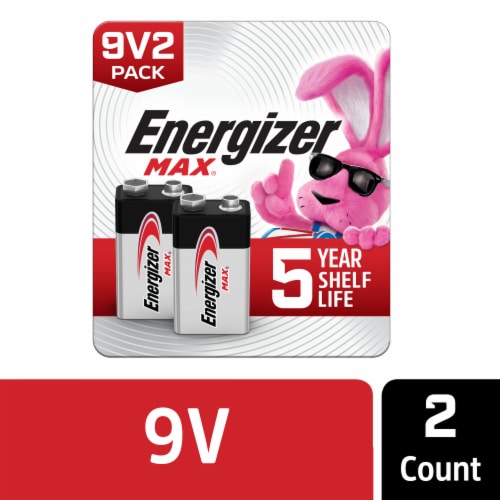 Energizer MAX 9V Batteries , 9 Volt Alkaline Batteries Perspective: front