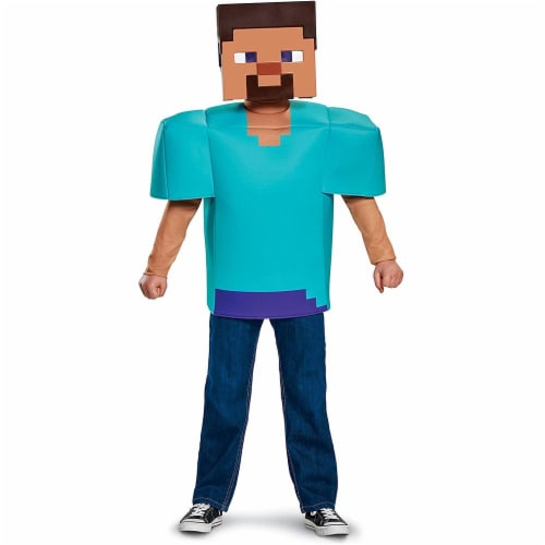 Disguise Steve Classic Minecraft Costume, Multicolor, Small (4-6) Perspective: front