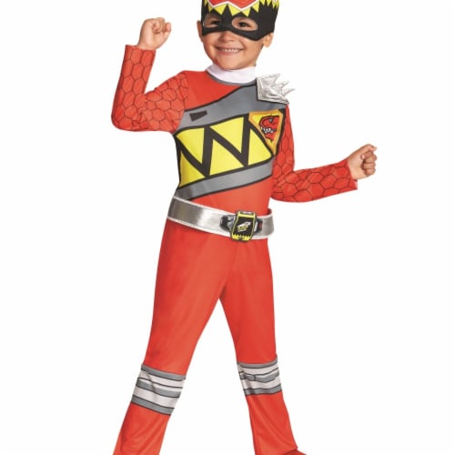 Morris DG82734L Dino Classic Red Ranger Child Costume - 4-6 Perspective: front