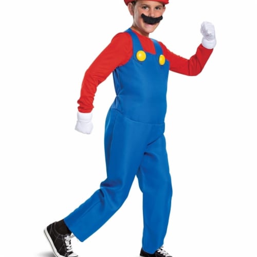 Disguise 403016 Child Mario Deluxe Costume for Boys, Large Perspective: front