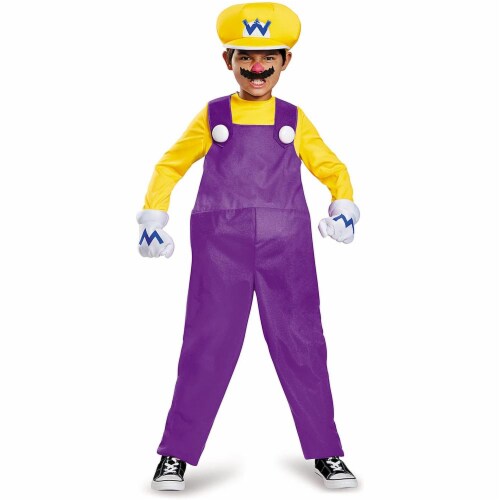 Wario Deluxe Super Mario Bros. Nintendo Costume, (Size Large 10-12) Perspective: front