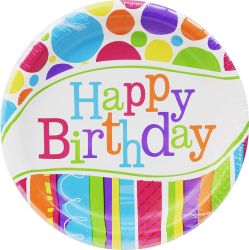 Creative Converting Bright and Bold Happy Birthday Plates Perspective: front