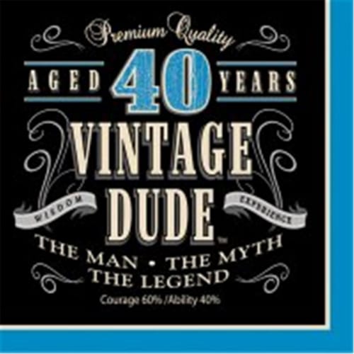 Creative Converting 664067 Vintage Dude - Lunch Napkins, 40th - Case of 192 Perspective: front