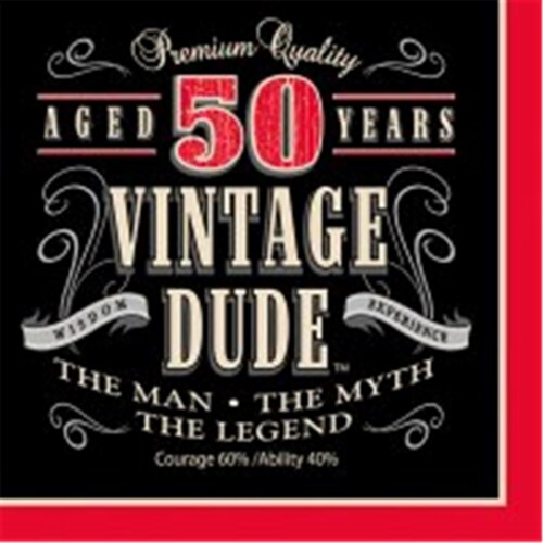 Creative Converting 661567 Vintage Dude - Lunch Napkins, 50th - Case of 192 Perspective: front